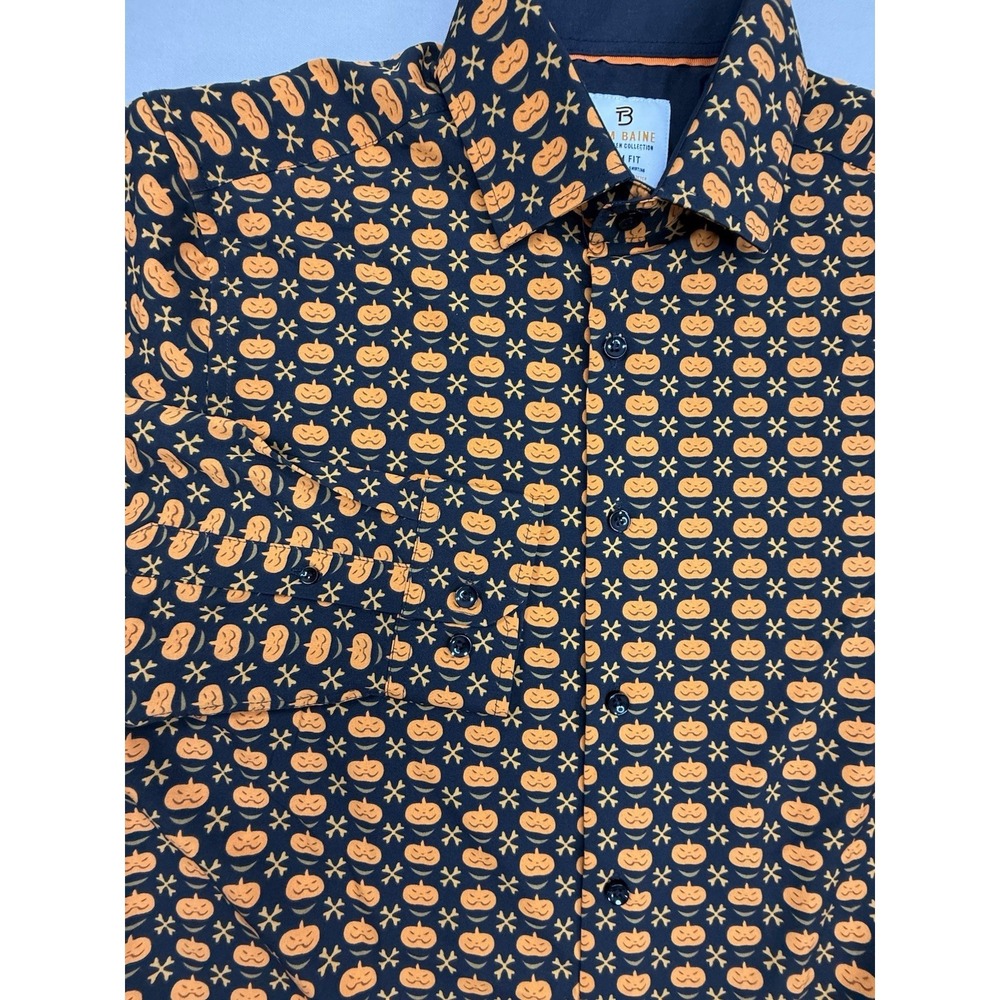 Tom Baine Shirt Men's Large Halloween Collection Long Sleeve Slim Fit Stretch